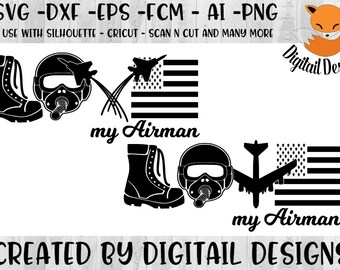 Love Air Force symbols SVG - png - fcm - eps - dxf - ai Cut File - Silhouette - Cricut - Scan N Cut - Air Force Wife - Love My Airman