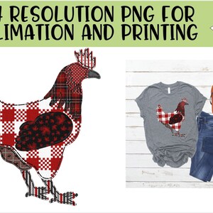 Faux Patchwork Chicken Sublimation PNG - Instant Download - Chicken PNG - Patriotic Chicken PNG - Direct to Garment design