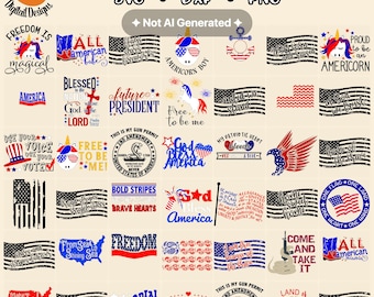 Patriotic Digital Design SVG Bundle for Cricut Silhouette Cut Files, 42 Independence Day Graphics