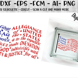 USA Wort Kunst Flagge Kunst SVG - Png - Fcm - Eps - Dxf - ai - geschnitten E-Datei - Silhouette - Cricut - Treue-Flagge SVG - 4. Juli Svg
