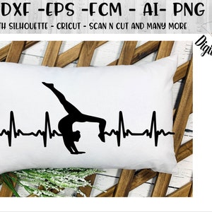 Gymnastics EKG SVG - dxf - eps - fcm - ai - png - Cut file - Silhouette - Cricut - Scan N Cut -  Gymnast EKG - Gymnast Heartbeat svg