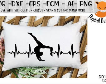 Gymnastics EKG SVG - dxf - eps - fcm - ai - png - Cut file - Silhouette - Cricut - Scan N Cut -  Gymnast EKG - Gymnast Heartbeat svg