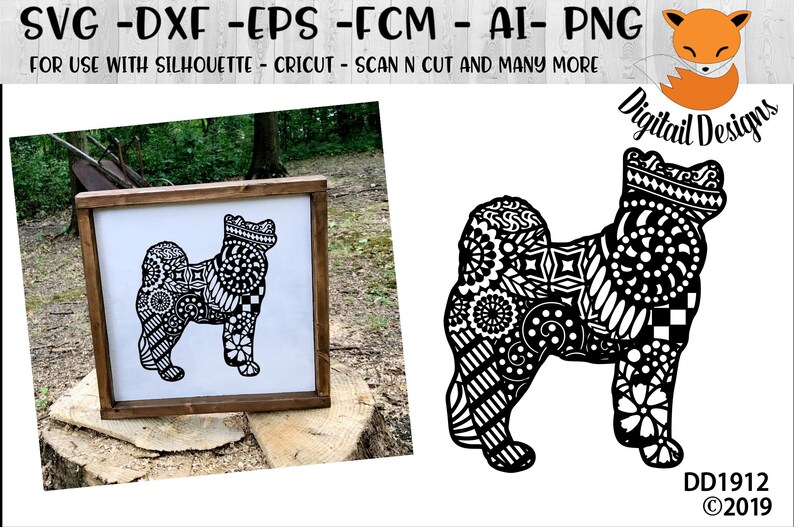 Download Zentangle Husky SVG dxf fcm eps ai png cut file | Etsy