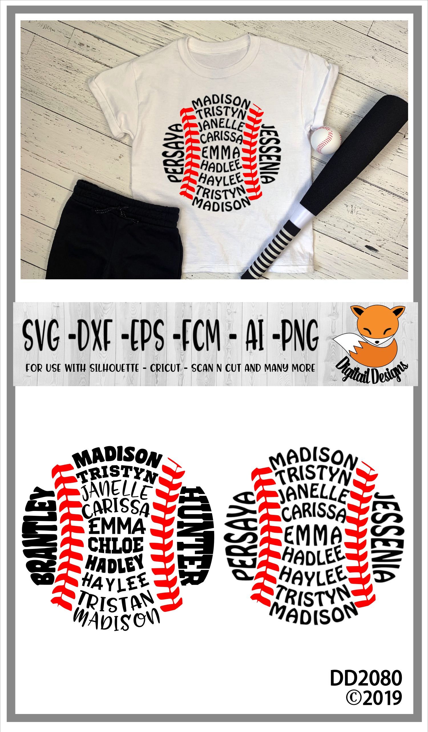 Your Custom Baseball Names Word Art SVG Png Fcm Eps Etsy