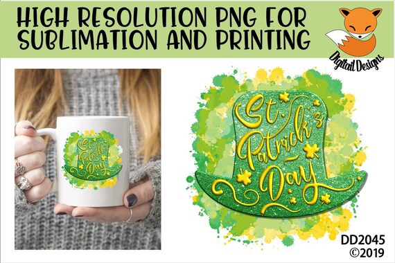 St Patrick's Day Hat Sublimation PNG - Instant Download - Irish PNG - Lucky Green Leprechaun Hat PNG
