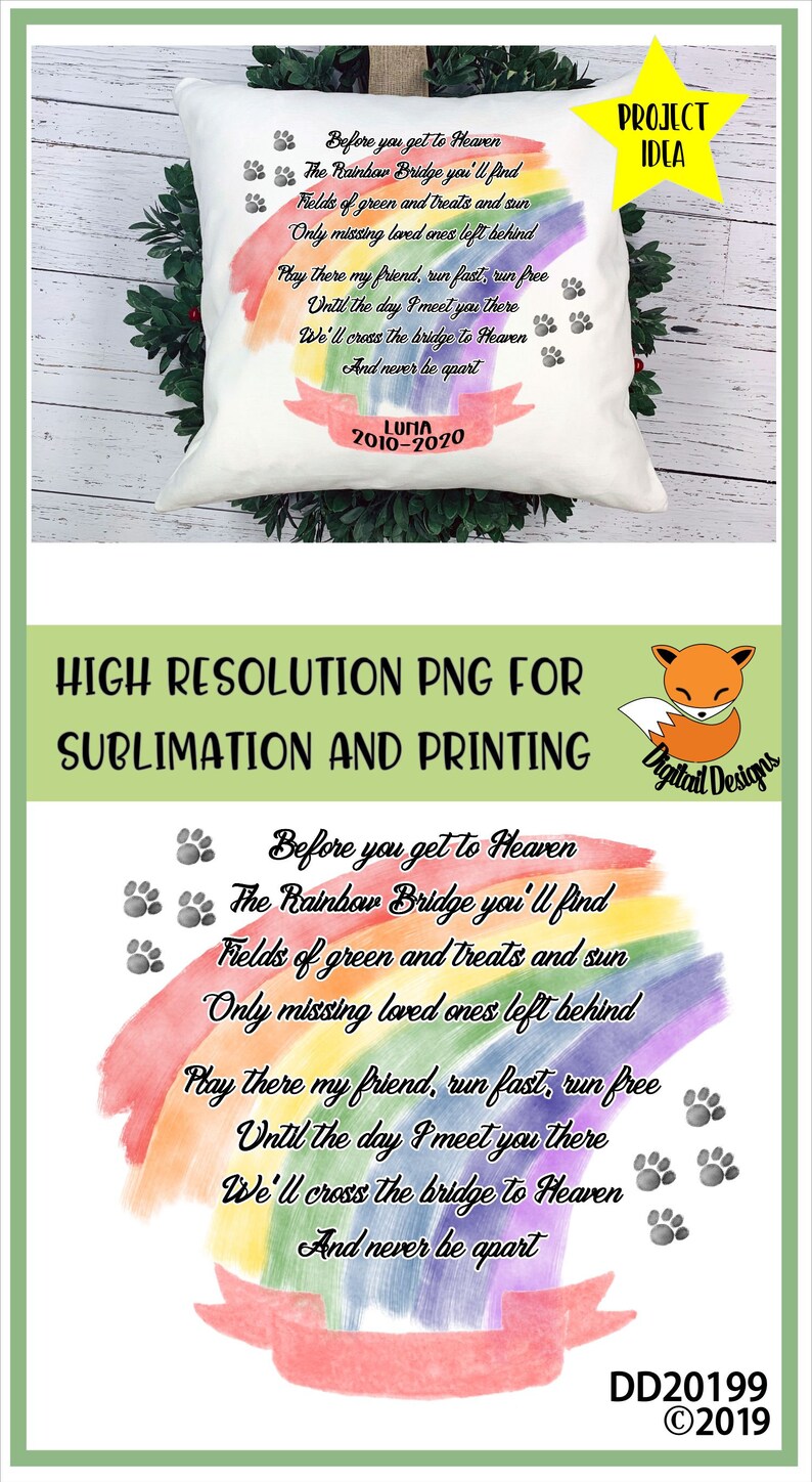 Download Rainbow Bridge Pet Memorial Sublimation PNG Instant ...