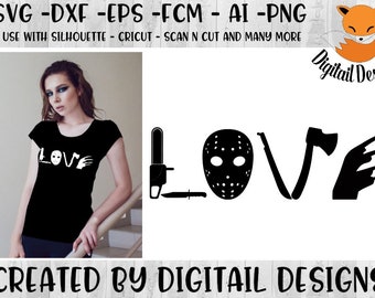 Horror Movie Love SVG - png - eps -dxf - fcm - ai - Cut file - Silhouette - Cricut - Horror Movie SVG - Love Horror - Horror Movie Cut File