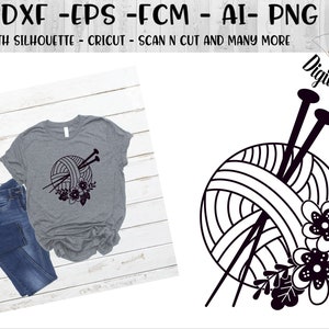 Doodle Blume stricken SVG - Dxf - Png - Fcm - Eps - Ai - geschnitten E-Datei - Silhouette - geschnitten E-Feile - Cricut - Garn SVG - Knitter