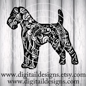 Irish Terrier SVG - dxf - png - eps - ai - fcm - Cricut - Silhouette - Zentyangle Irish Terrier SVG - Doodle Irish Terrier SVG