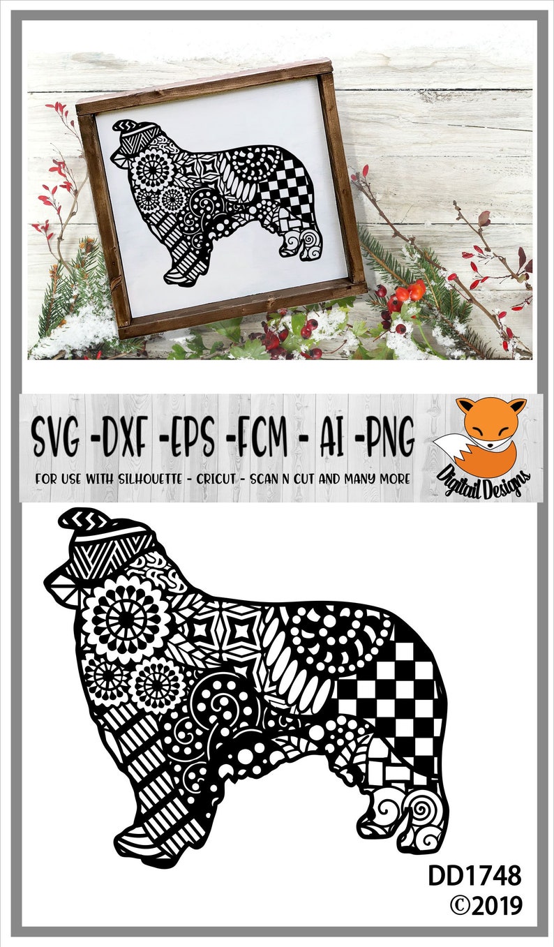 Download Zentangle Australian Shepherd SVG dxf eps fcm ai png | Etsy