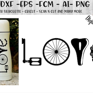 Liefde SVG - png - dxf - eps - fcm - ai - Cut-bestand voor Silhouette, Cricut - fiets liefde SVG - fietsen SVG - Biker liefde fietsen
