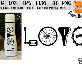 Cycling Love SVG - png - dxf - eps - fcm - ai - Cut File for Silhouette, Cricut - Bicycle Love SVG - Cycling SVG - Biker Love