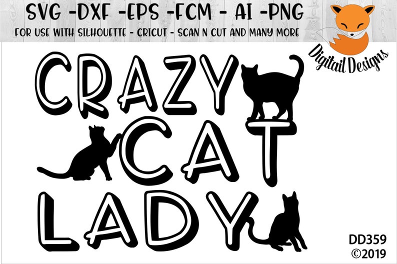 Crazy Cat Lady SVG Png Dxf Eps Fcm Ai Cat SVG - Etsy