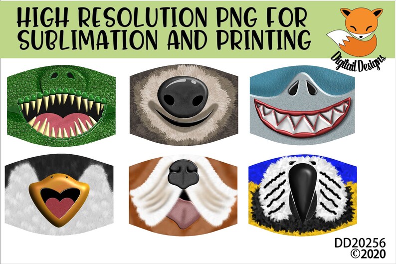 Animal Nose Face Mask Designs PNG Instant Download Face | Etsy