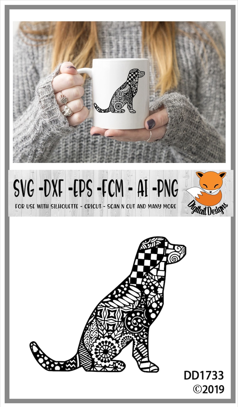 Download Zentangle Labrador SVG dxf png eps fcm ai | Etsy