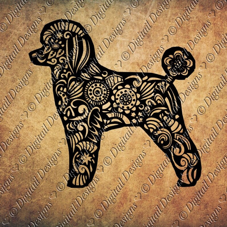 Download Zentangle Poodle SVG dxf fcm eps ai png cut file for | Etsy