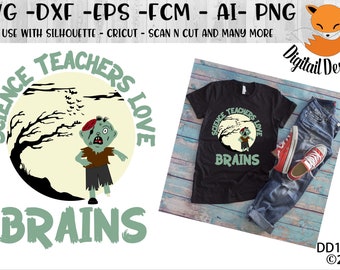 Nauczyciele nauk ścisłych kochają mózgi Zombie Halloween SVG - Dxf - Png - Eps - Fcm - Ai - Halloween SVG - Projekt koszulki na Halloween - Zombie SVG