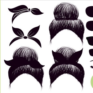 Messy Bun PNG Elements - Mom Life Messy Bun en Zonnebril - VOEG je eigen patronen toe met behulp van meegeleverde maskers.