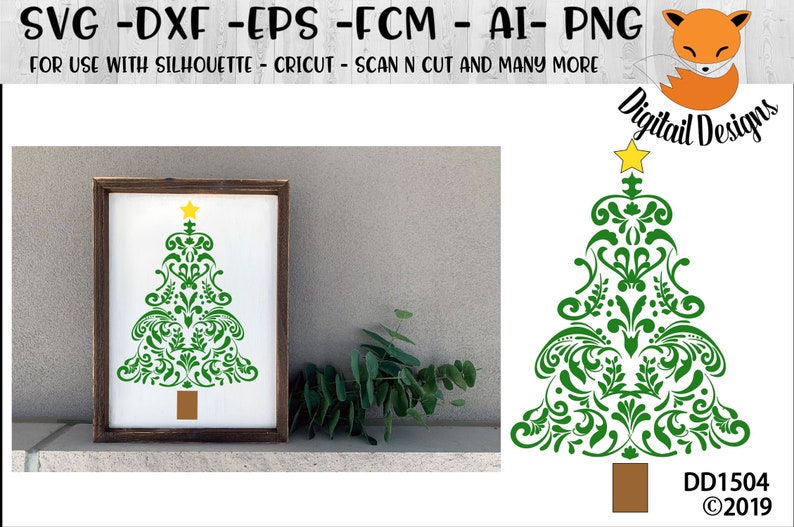 Download Swirl Christmas Tree SVG png dxf fcm eps ai Cut file | Etsy