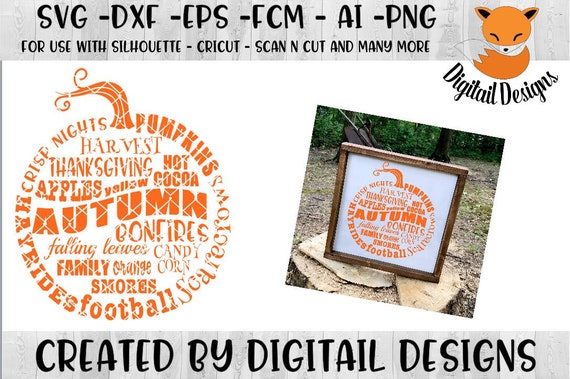 Download Pumpkin Wordart SVG Dxf Png Eps Fcm Ai Silhouette | Etsy