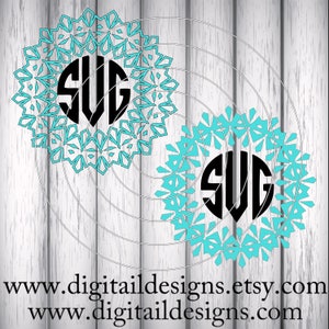 Mandala Monogram Frame SVG - png - eps - dxf - ai - fcm.  Mandala Cut File - Monogram Frame -