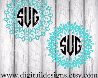 Mandala Monogram Frame SVG - png - eps - dxf - ai - fcm.  Mandala Cut File - Monogram Frame -