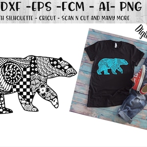 Zentangle Bear SVG - png - fcm - eps - dxf - ai - Cut File - Silhouette - Cricut -   Doodle bear SVG - Bear SVG - Bear Cut File