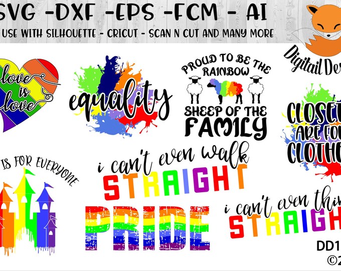 LGBT Pride SVG Bundle Png Fcm Eps Dxf Ai Silhouette Cricut Scan N Cut ...