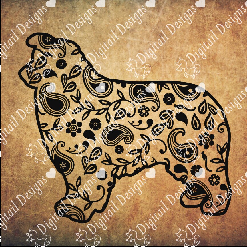 Download Paisley Australian Shepherd SVG dxf fcm eps ai png cut | Etsy
