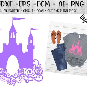Castle SVG - dxf - png - fcm - eps - ai - Cut File - Silhouette - Cricut - Castle Flourish SVG - Fairytale Castle SVG - Princess Castle