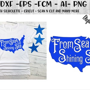 Da Mare a Shining Sea SVG - USA SVG - Patriotic Cut File - Silhouette - Cricut - Scan N Cut - dxf - png - eps - ai - fcm - America svg