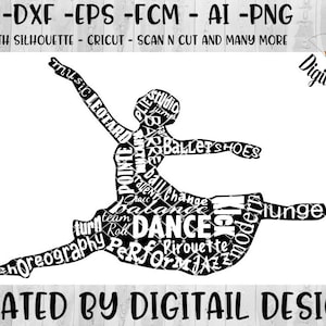 Danser WordArt SVG - png - fcm - eps - dxf - ai Cut File - Silhouet - Cricut - Scan N Cut - Dancer SVG - Dance SVG - Dancer Silhouette