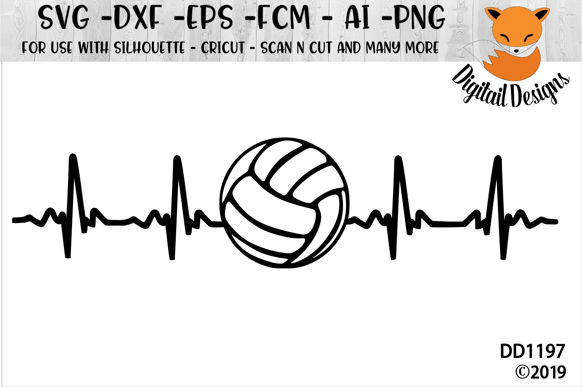 バレーボール EKG ハートビート SVG - バレーボール ラブ - png - dxf - eps - fcm - ai - カット ファイル -  シルエット - Cricut バレーボール SVG - Etsy 日本, image size:2257x1500