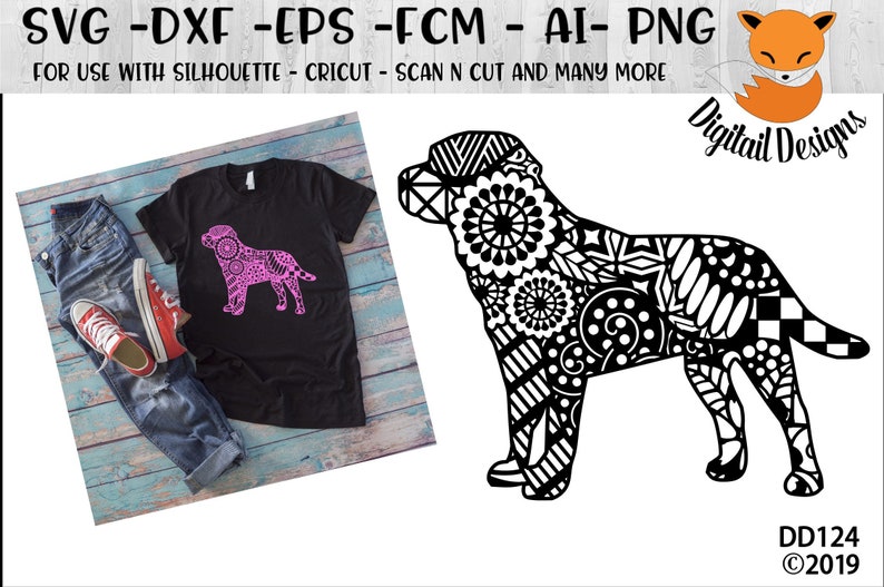 Download Zentangle Doodle Mandala Labrador Dog SVG cut file for | Etsy