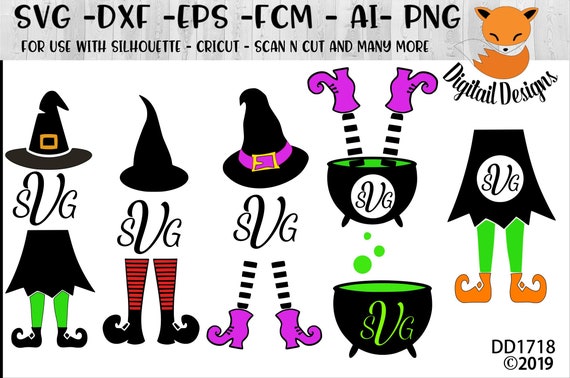 Witch Monogram Frames Svg Dxf Png Eps Fcm Ai Witch Etsy