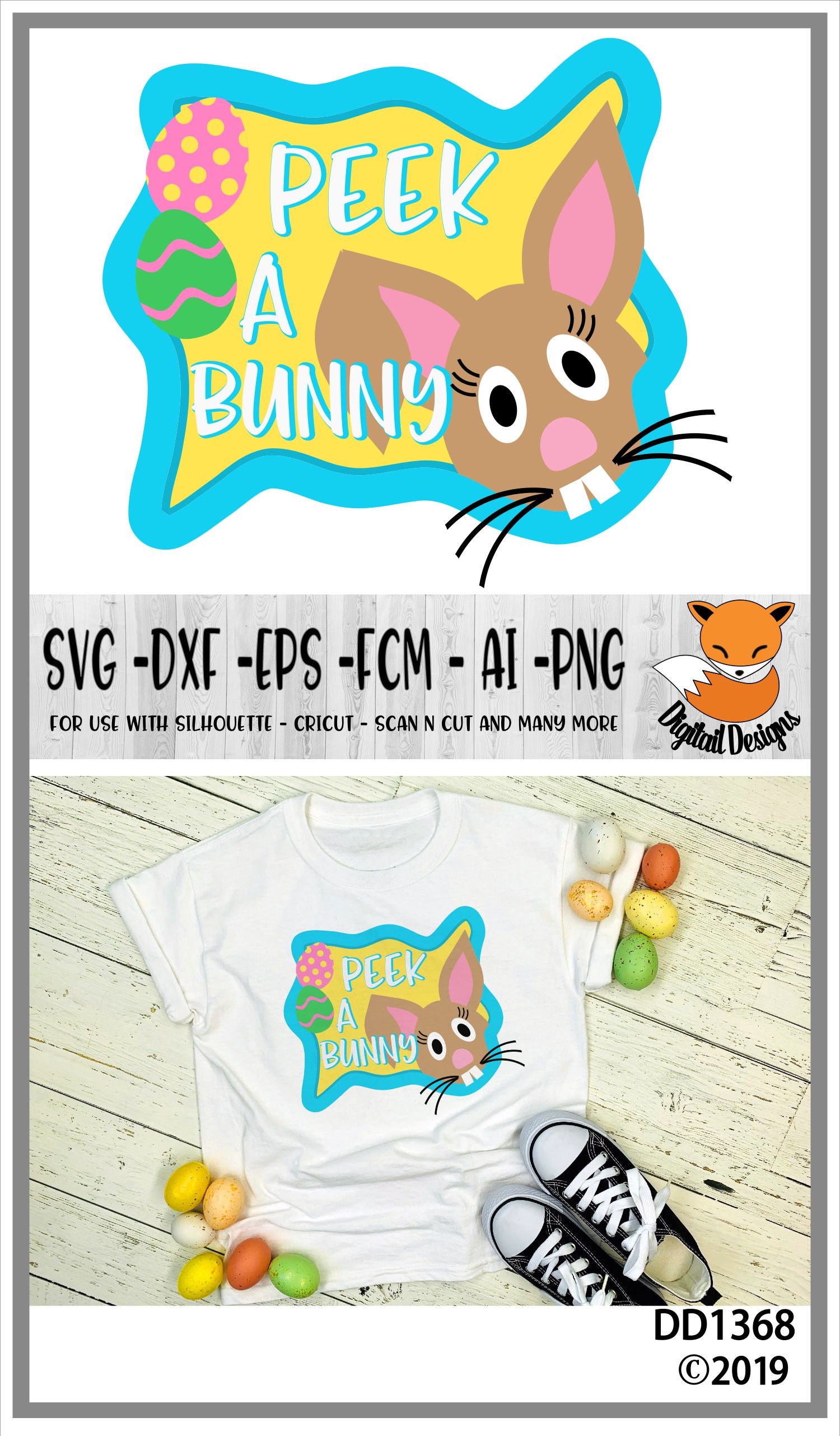 Peeking Easter Bunny SVG - Png - Dxf - Eps - Ai -fcm - Cut File ...