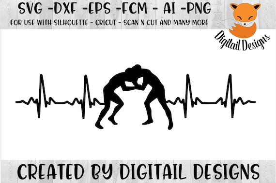 Wrestling Heartbeat Svg Dxf Png Fcm Eps Ai Cut File Etsy