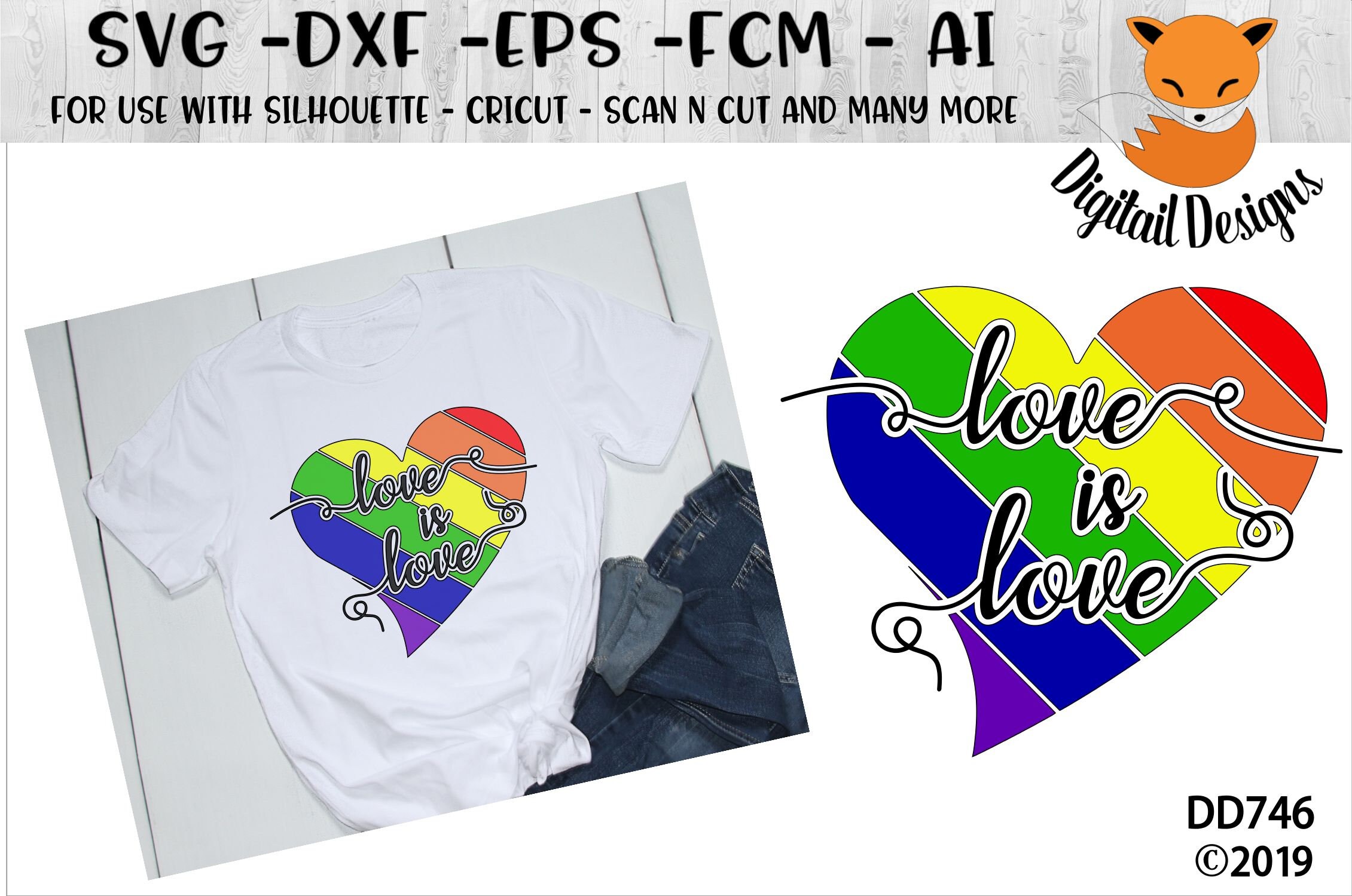 LGBT Rainbow Heart SVG - Png - Fcm - Eps - Dxf - Ai - Cut File ...