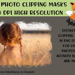 Conjunto de 8 máscaras de recorte de fotografías desgastadas en formato PNG para usar en Photoshop Infinity Designer Infinity Photo y muchos más.