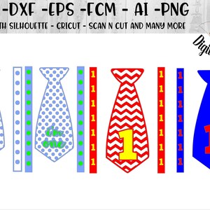 Birthday Tie SVG Bundle - png - dxf - eps - fcm - ai - Silhouette - Cricut - Scan n Cut - Tie SVG - Suspender SVG- Boys Birthday Design