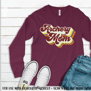 Retro Archery Mom SVG - png - eps - dxf - fcm - ai - Silhouette - Cricut - Scan n Cut - Archery Script SVG  - Retro Archer SVG