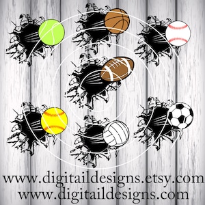 Blasting Sports Balls SVG Png Dxf Eps Ai Fcm Baseball