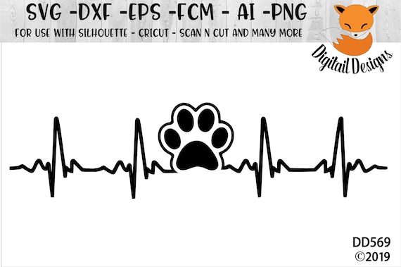 Download Paw Print Ekg Svg Png Fcm Eps Dxf Ai Cut File Etsy