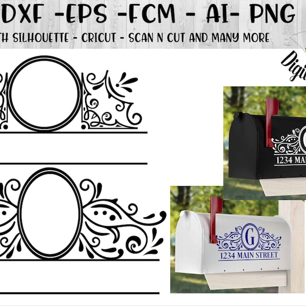 Mail Box Decal SVG - png -dxf - eps - ai - fcm - Address Mailbox SVG -  Monogram Mailbox SVG - Silhouette - Cricut - Scan n Cut