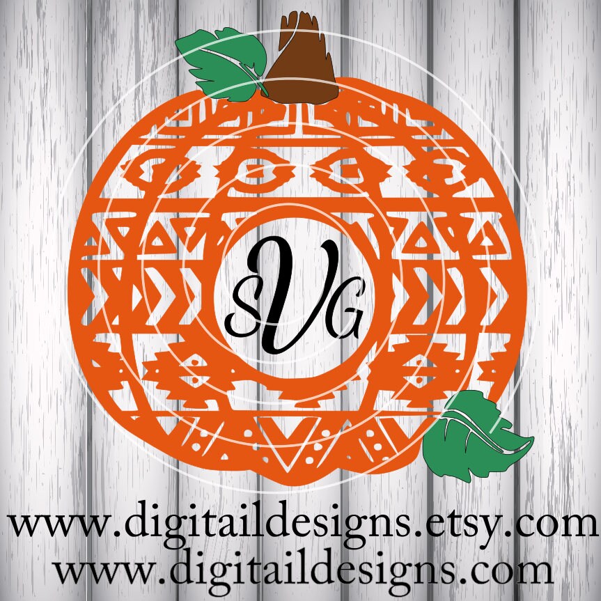 Aztec Pumpkin Monogram Frames SVG - Png - Dxf- Eps -fcm - Ai - Cut File ...