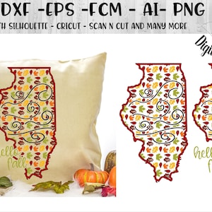 Illinois vallen SVG-PNG-EPS-FCM-AI-DXF-gesneden bestand-Illinois herfst SVG-silhouet-Cricut-scan N cut-Illinois blad SVG