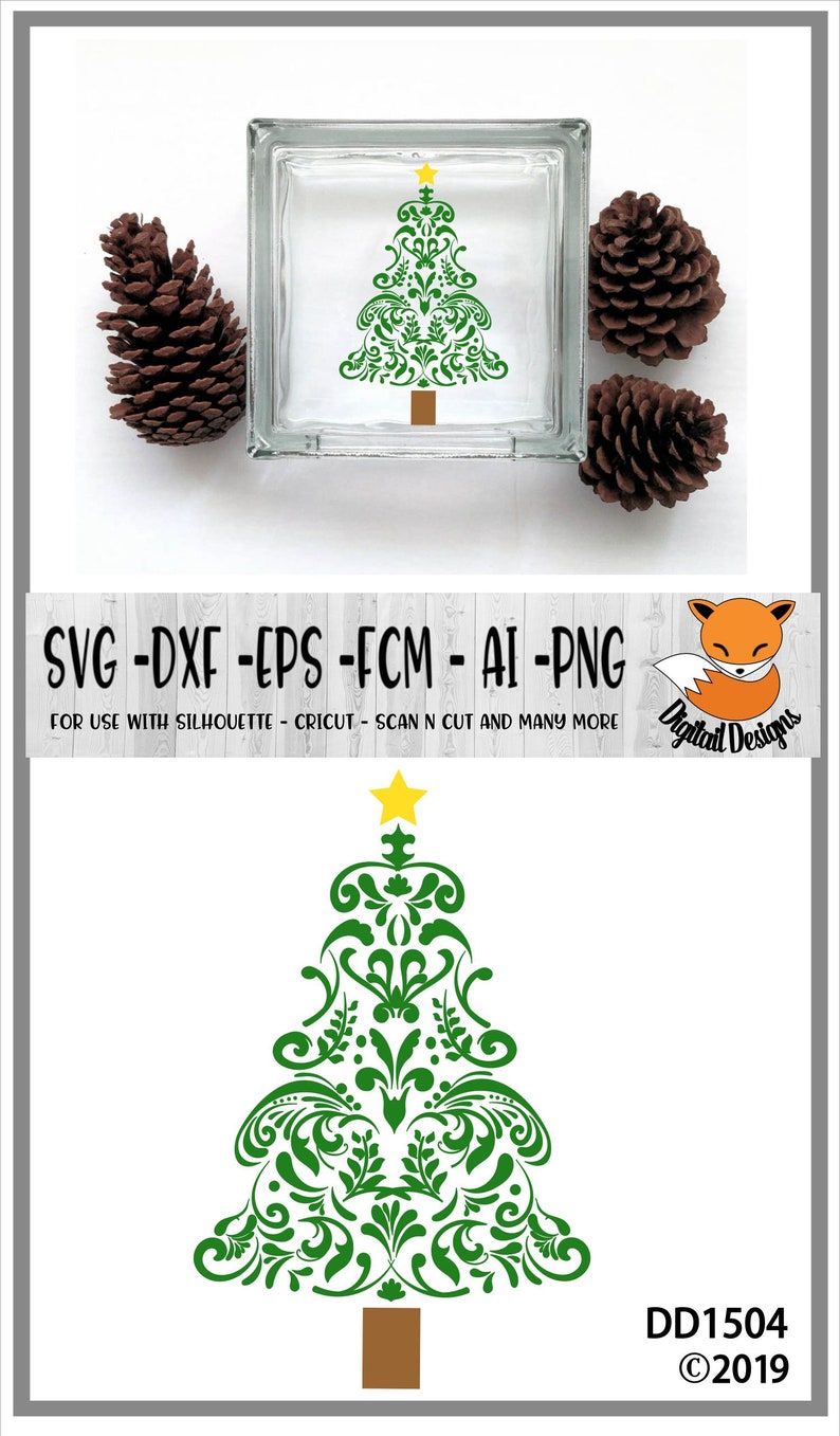 Download Swirl Christmas Tree SVG png dxf fcm eps ai Cut file | Etsy