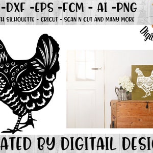 Frango SVG - png - dxf - eps - fcm - ai - Arquivo de corte - Silhueta - Cricut - SVG de frango detalhado - Arquivo de corte de frango - SVG de uso comercial