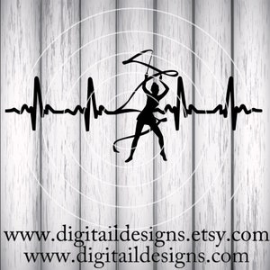 Gymnastics EKG SVG - dxf - eps - fcm - ai - png - Cut file - Silhouette - Cricut - Scan N Cut - Gymnast EKG - Gymnast Ribbon svg