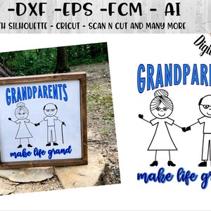 Grootouders SVG-DXF-PNG-EPS-FCM-AI-cut bestand-silhouet-Cricut-oma SVG-grandparent van dag SVG-opa SVG